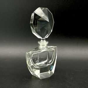 Antique 1930s Crystal Perfume Bottle Original Geometric crystal stopper  EUC